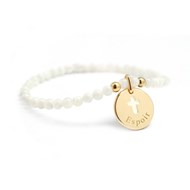 Bracelet perles nacre blanche et médaille croix plaqué or femme - gravure ESPOIR
