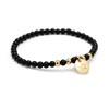 Bracelet perles agates noires et mini charm plaqué or femme - gravure ÉTOILE - vue V1