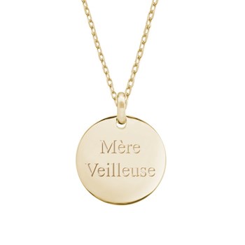 Collier médaille plaqué or femme - gravure MÈRE VEILLEUSE