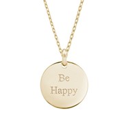 Collier Gravé BE HAPPY - Médaille plaqué or femme