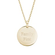 Collier médaille plaqué or femme - gravure FAMILY FIRST