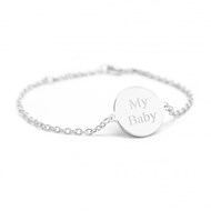 Bracelet chaine médaille argent 925 enfant - gravure MY BABY