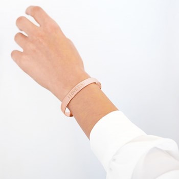 Roségoud vergulde damesketting met breed lint - I LOVE YOU gravure