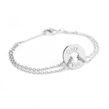 Bracelet chaine mini jeton argent 925 femme - gravure ONLY YOU
