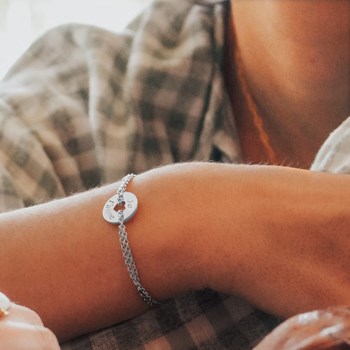 925 zilveren mini symbolische hart ketting armband voor dames - MAMIE gravure