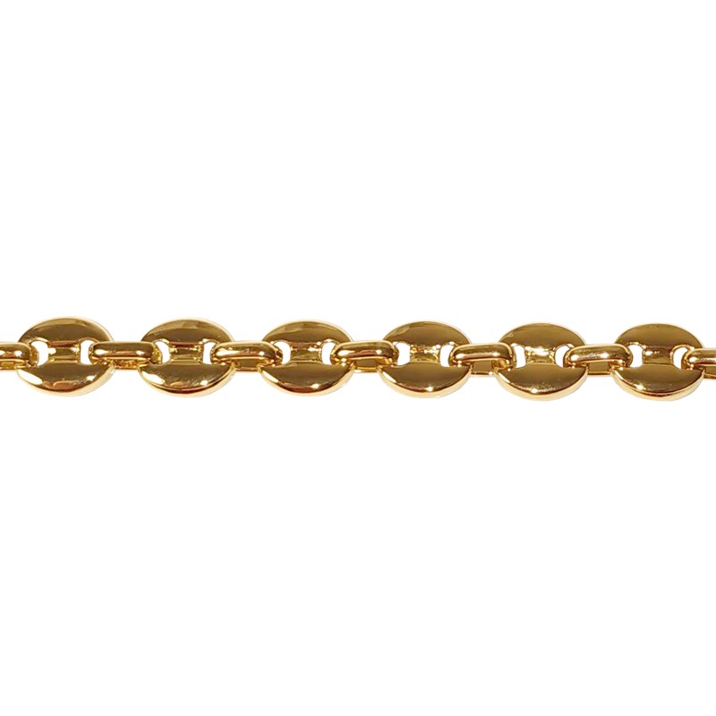 Bracelet chaîne 'grain de café' en acier doré jaune 7mm