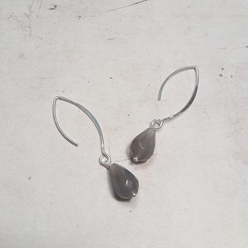 Boucles D'Oreilles Iara Agate Grise Argent 925
