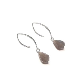 Boucles D'Oreilles Iara Agate Grise Argent 925