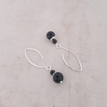 Boucles D'Oreilles Onyx Noir Argent 925