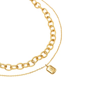 Dubbele-rij ketting van verguld staal