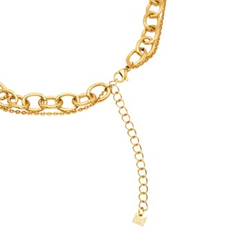 Dubbele-rij ketting van verguld staal