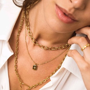 Dubbele-rij ketting van verguld staal