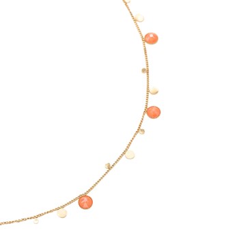 Ketting van verguld staal met oranje kristallen