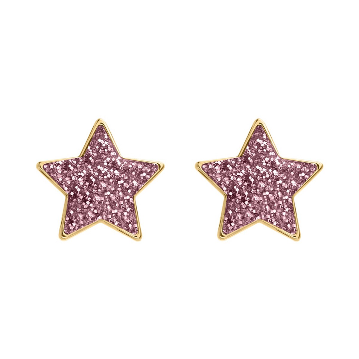 Puces d'oreilles Brillaxis étoile rose 9 carats
laque pailletée