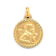 Médaille Brillaxis ange diamantée striée or jaune