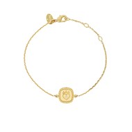Bracelet chaine maille simple médaillon doré à l'or fin 24K zircon MINI ORACLES