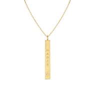 Collier chaine maille tige message doré à l'or fin 24K zircon ORACLES