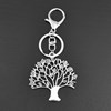 Porte-clés bijou de sac arbre de vie avec feuilles argenté - vue V4