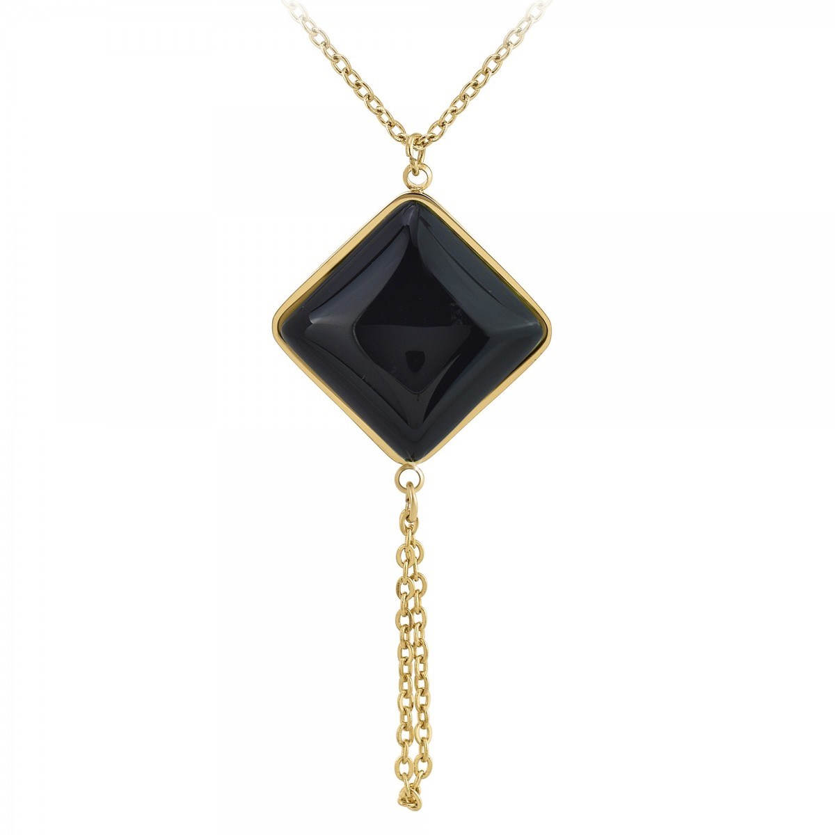 Collier SC Bohème orné d'un onyx noir en acier inoxydable