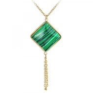 Collier SC Bohème orné d'une malachite en acier inoxydable