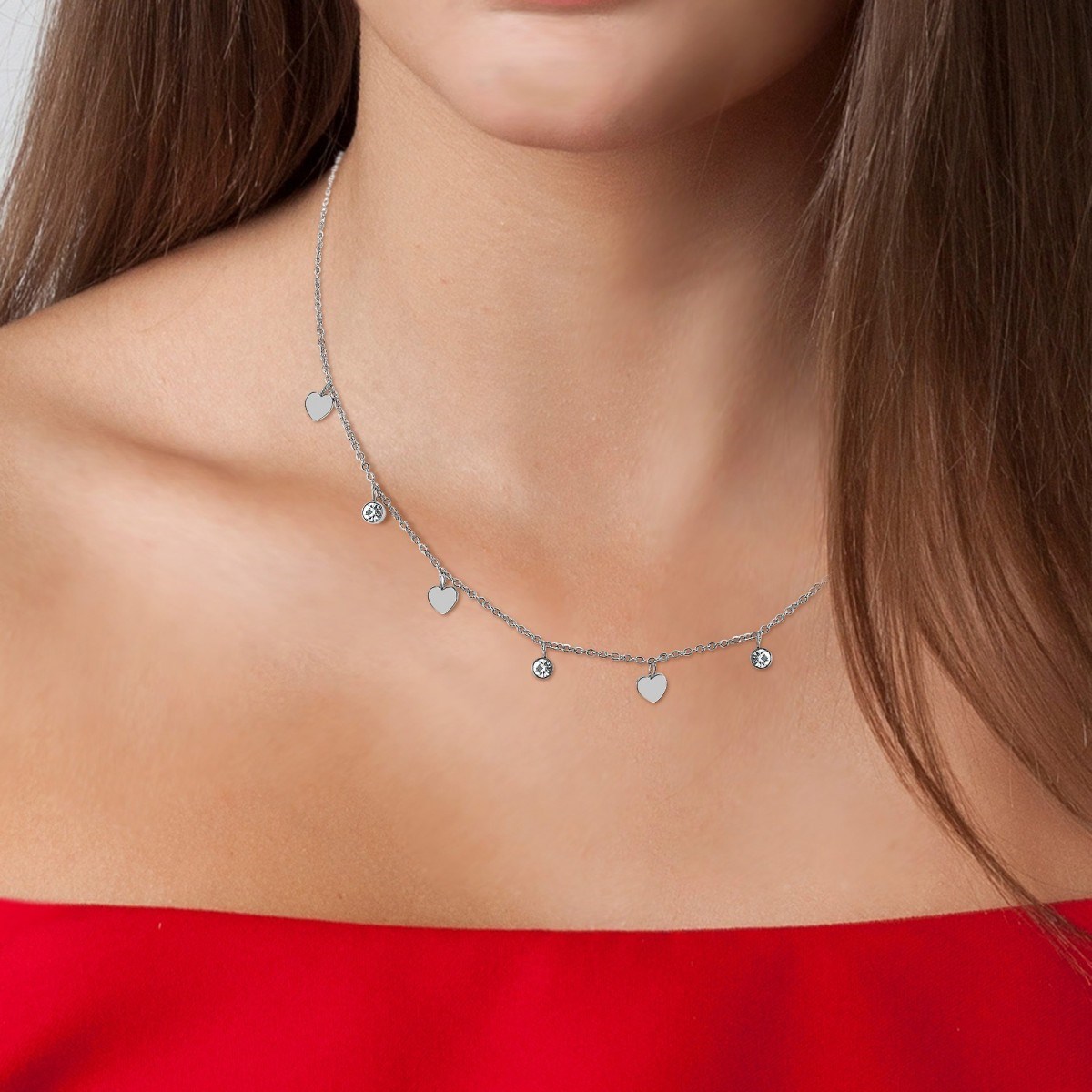 Collier coeurs SC Crystal orné de Zirconium - vue 2