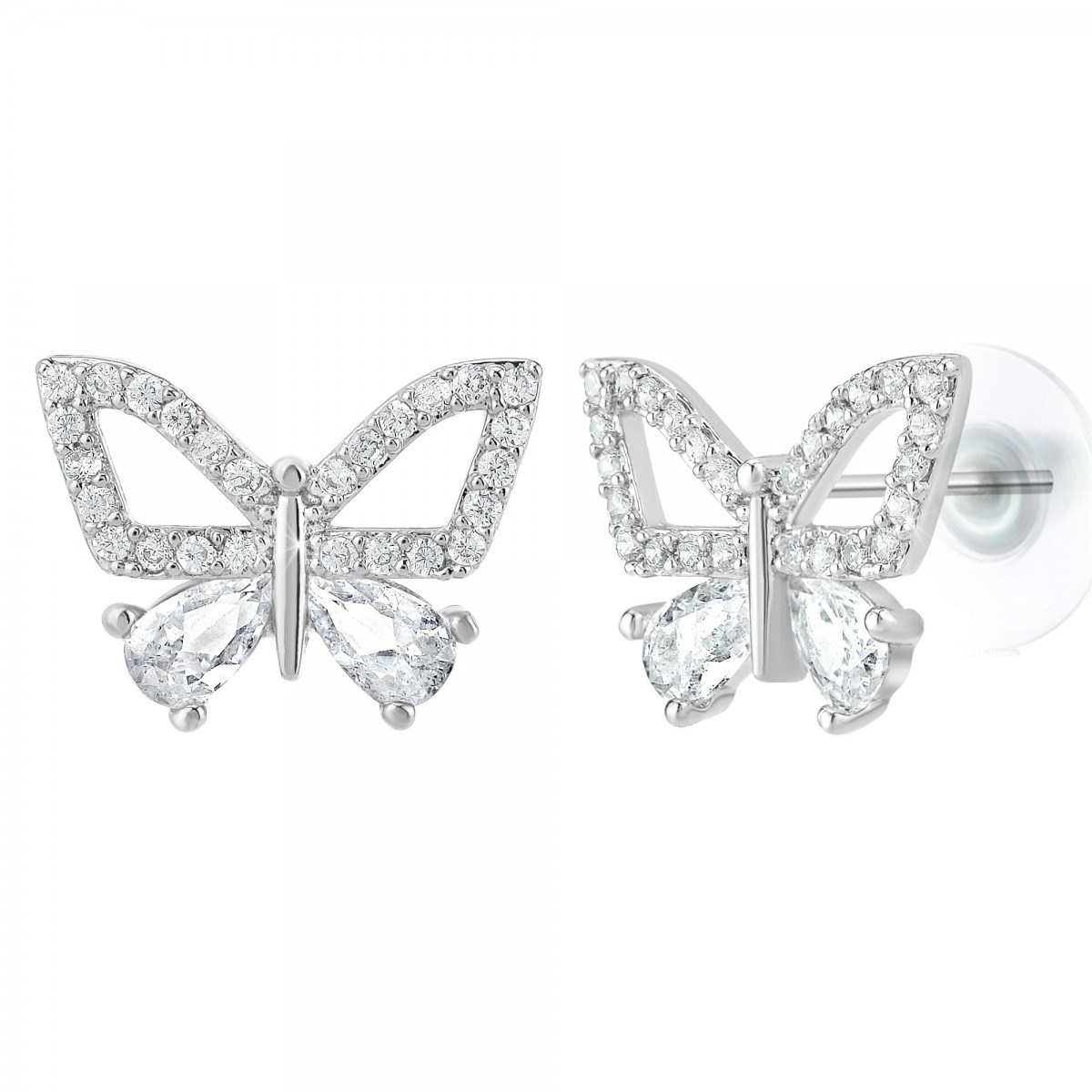 Boucles d'oreilles papillon SC Crystal ornées de Zirconium