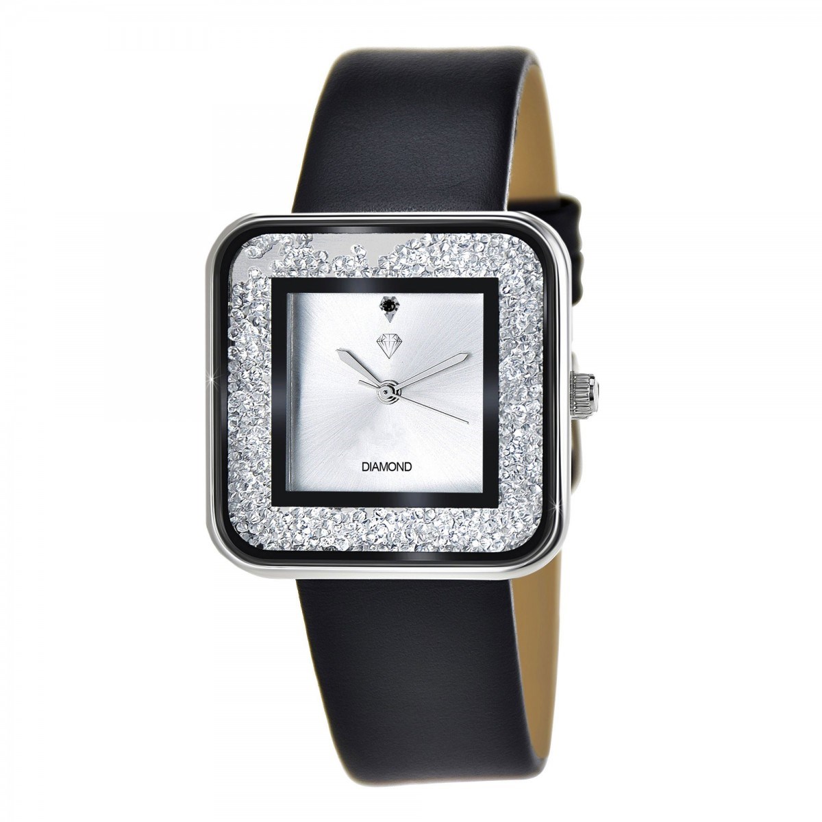 Montre élégante Leila SC Crystal ornée d'un véritable diamant noir