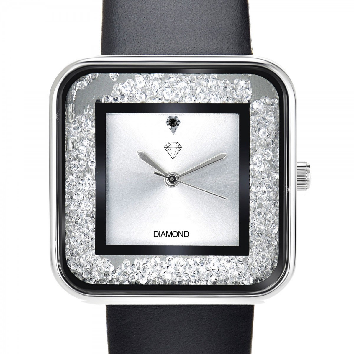 Montre élégante Leila SC Crystal ornée d'un véritable diamant noir - vue 3