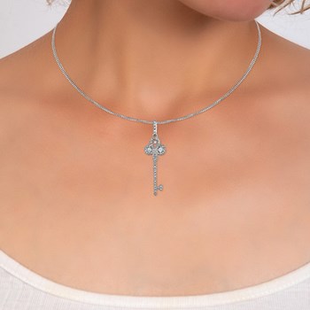 SC Crystal key necklace adorned with Zirconium
