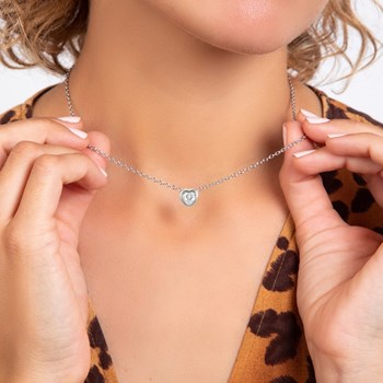 SC Crystal heart necklace adorned with Zirconium