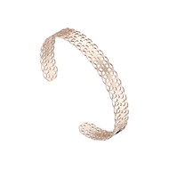 Bracelet manchette ajourée en acier, dorure or rose, Ø55mm