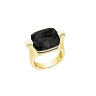 Bague Doré Athena En Argent Pierre Noir