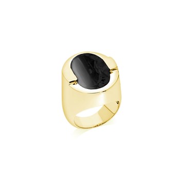 Bague Diane Argent Doré Pierre Onyx Noir
