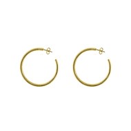 Boucles D'oreilles Moyenne En Argent Créoles Tubes Modèle Doré Diamètre 45mm