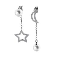 Boucles d'oreilles pendants étoile et lune GEORGIA