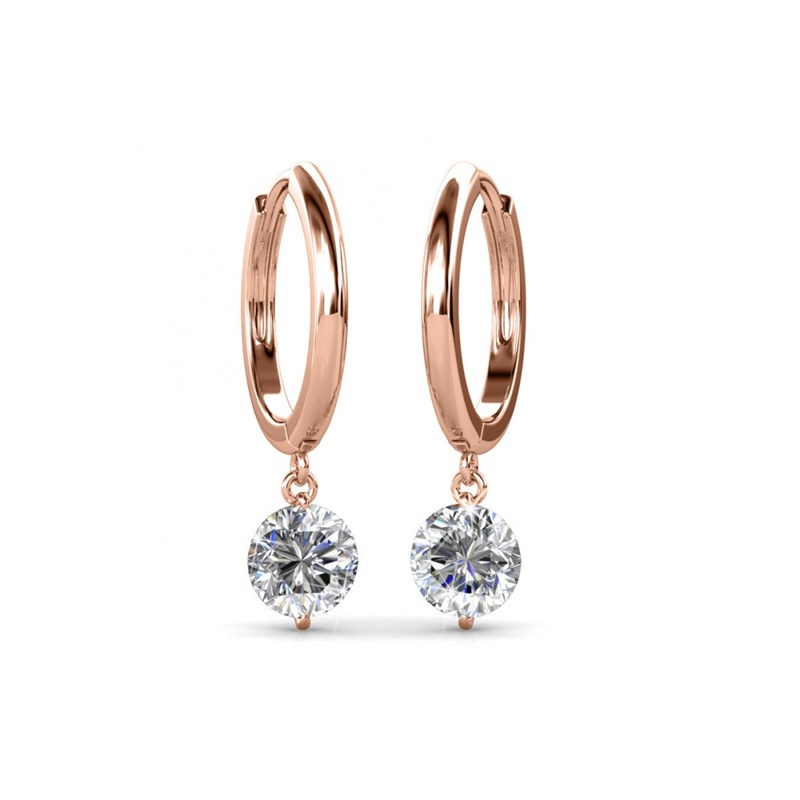 Boucles d'oreilles Grace - Or Rosé et Cristal - vue 2