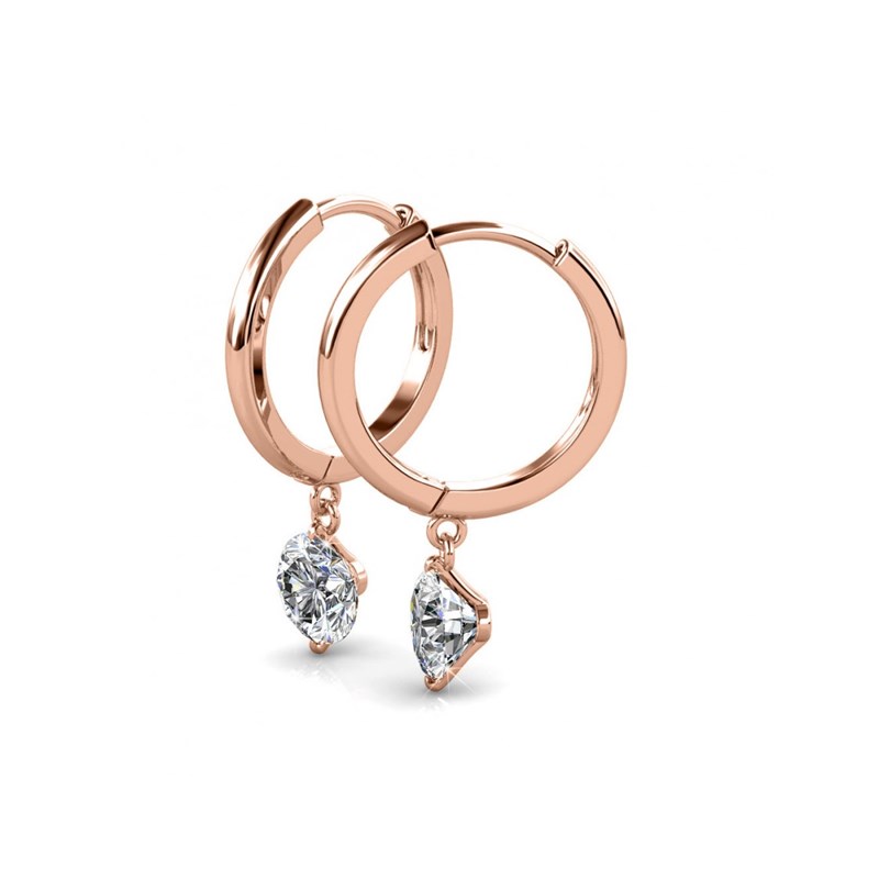 Boucles d'oreilles Grace - Or Rosé et Cristal - vue 3