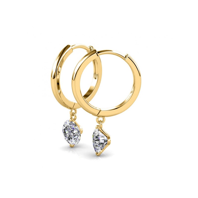 Boucles d'oreilles Grace - Doré et Cristal - vue 3