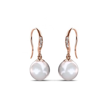 Parel haak oorbellen - Wit- en roségoud