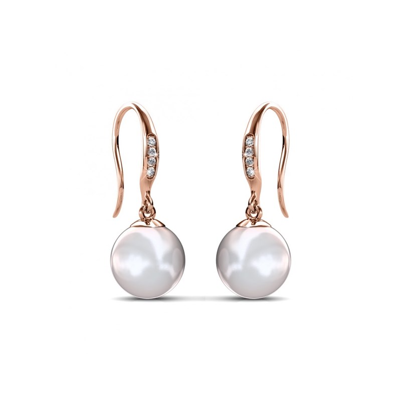 Boucles d'oreilles Pearl Hook - Or Rosé et Blanc - vue 2