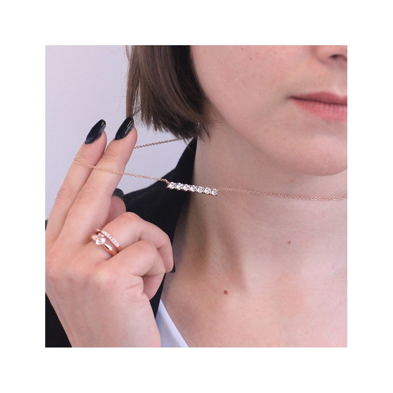 Collier Myriad Birthe Stone - Or Rosé et Cristal - vue 4