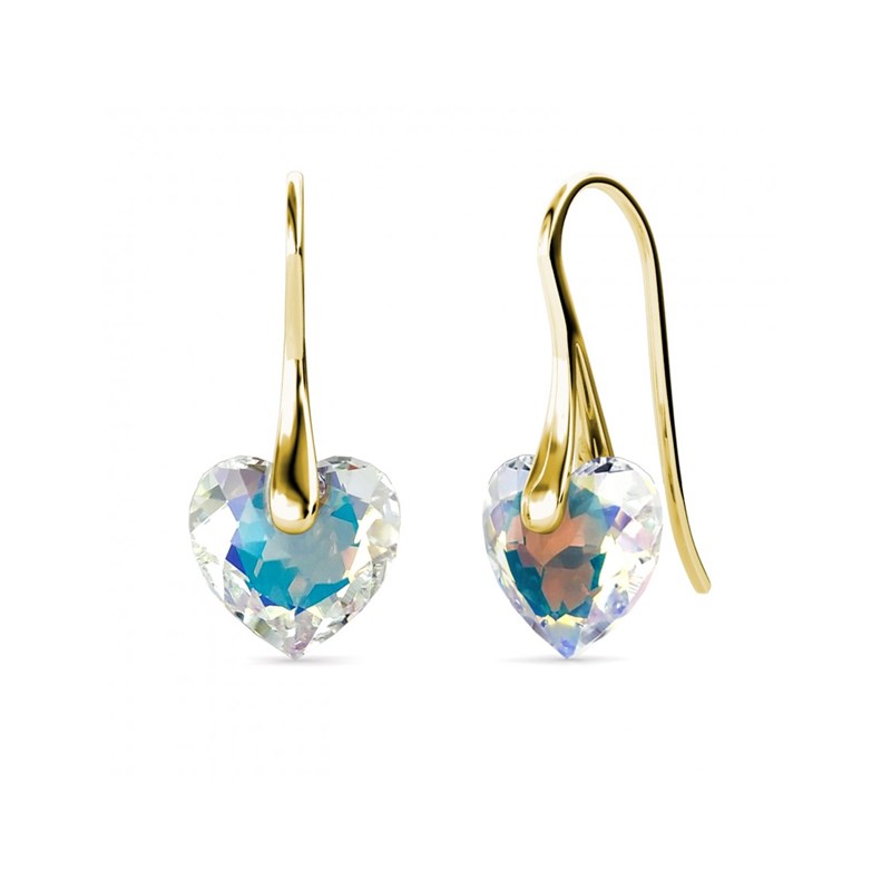 Boucles d'oreilles Crystaline Heart - Doré et Blanc brillant