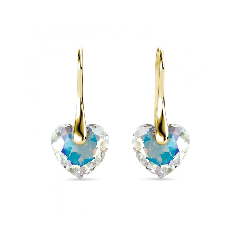 Boucles d'oreilles Crystaline Heart - Doré et Blanc brillant - vue 2