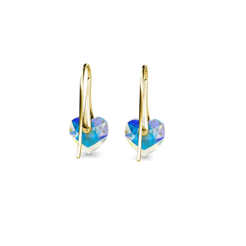 Boucles d'oreilles Crystaline Heart - Doré et Blanc brillant - vue 4