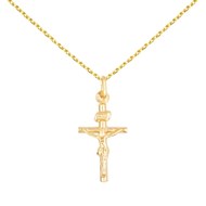 Collier - Médaille Christ sur la Croix Or Jaune - Chaine Dorée Offerte