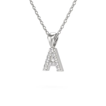 Collier Pendentif ADEN Lettre A Diamant Chaine Argent 925 incluse 0.72grs