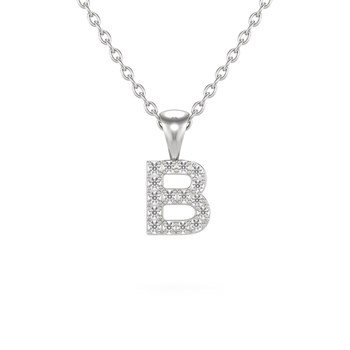 Collier Pendentif ADEN Lettre B Diamant Chaine Argent 925 incluse 0.72grs