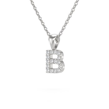 Collier Pendentif ADEN Lettre B Diamant Chaine Argent 925 incluse 0.72grs