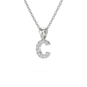 Collier Pendentif ADEN Lettre C Diamant Chaine Argent 925 incluse 0.72grs