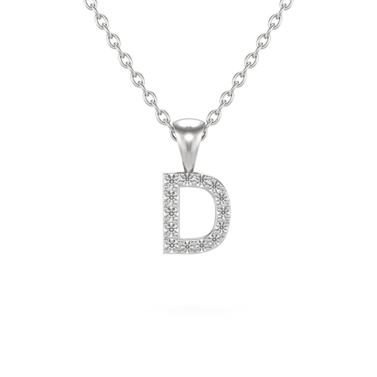 Collier Pendentif ADEN Lettre D Diamant Chaine Argent 925 incluse 0.72grs
